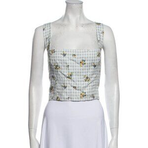 Reformation Linen Plaid Print Crop Top US 12